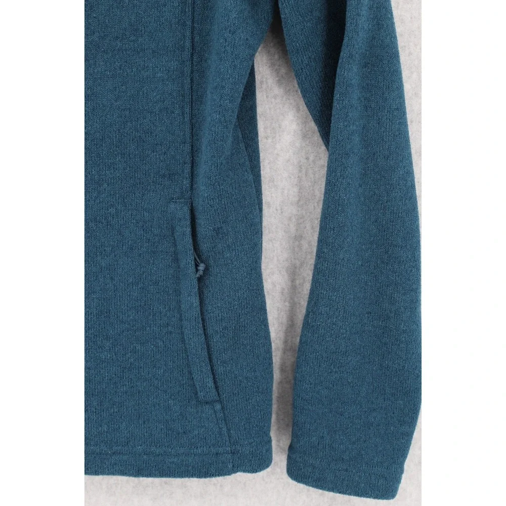 The North Face Knit Fleece Full Zip Jacket Womens Medium Teal Blue Logo NF0A2RFH